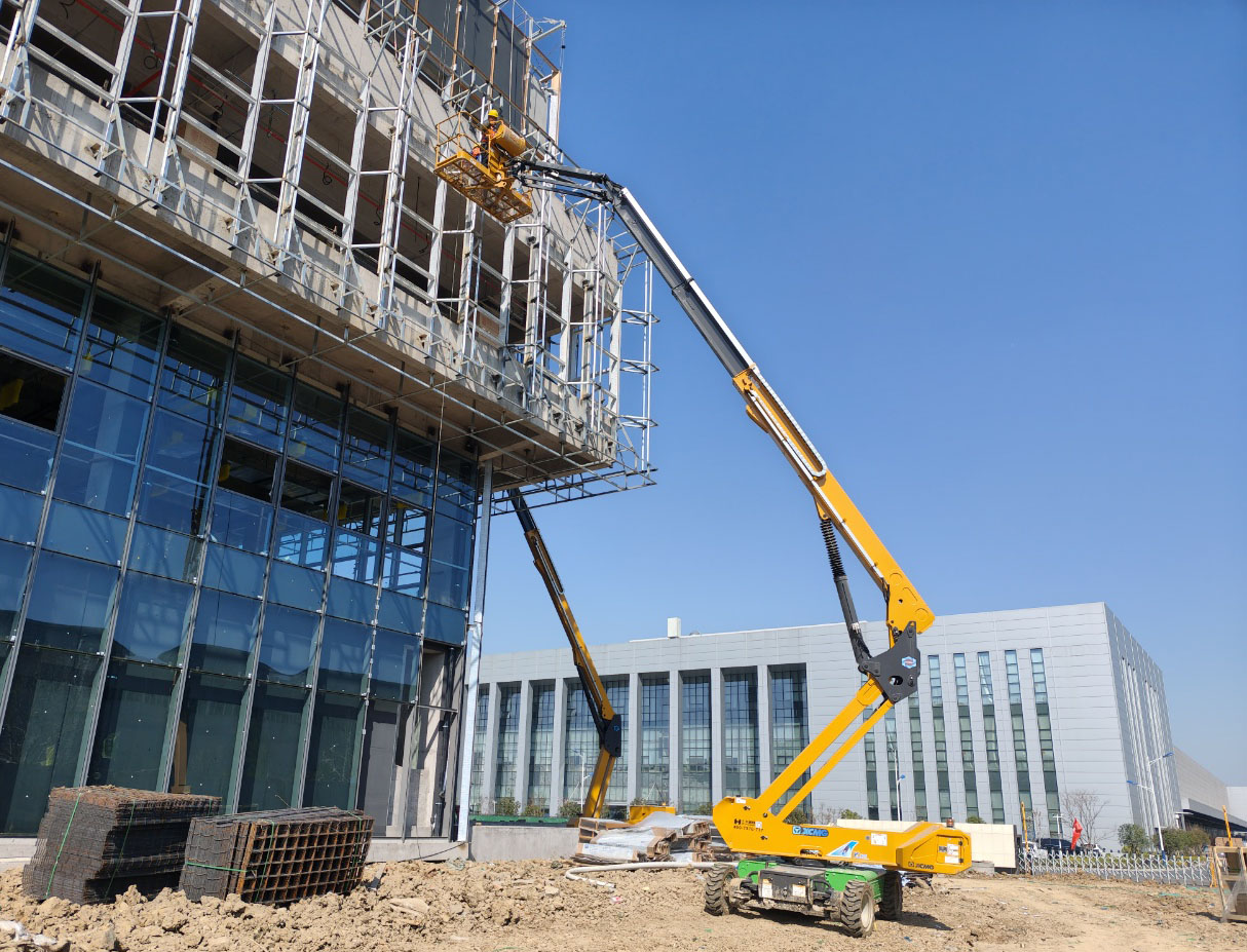 30-50米高空天团！！！尊凯实业10余台直臂神器助力合肥新能源汽车工业园加速崛起