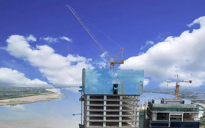 喜封金顶|尊凯实业塔机助建柬埔寨金边摩根大厦！！！